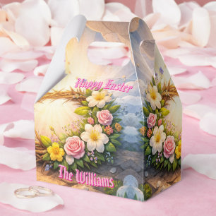 He Is Risen Religious Floral Crown Personalized Favour Box