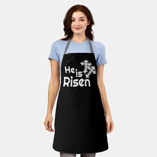 He is Risen: Religious Jesus Christ Quotes Print Apron (Worn)