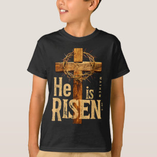 He is risen retro vintage cross happy easter  T-Shirt