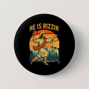 He is risen rizzin easter christian faith jesus ba 6 cm round badge