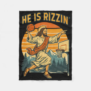 He Is Risen Rizzin Easter Christian Faith Jesus Ba Fleece Blanket