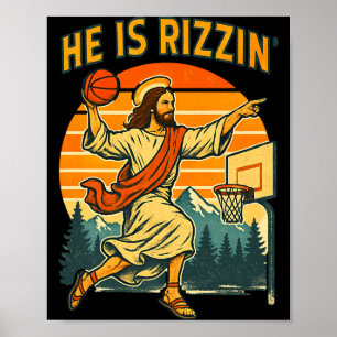 He is risen rizzin easter christian faith jesus ba poster