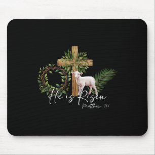 He Is Risen Sheep Lamb Cross Jesus Christian Easte Mouse Mat