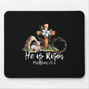 He Is Risen Sheep Lamb Cross Jesus Christian Easte Mouse Mat