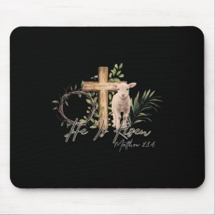 He Is Risen Sheep Lamb Cross Jesus Christian Easte Mouse Mat