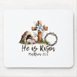 He Is Risen Sheep Lamb Cross Jesus Christian Easte Mouse Mat