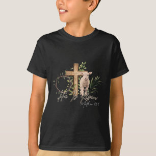 He Is Risen Sheep Lamb Cross Jesus Christian Easte T-Shirt