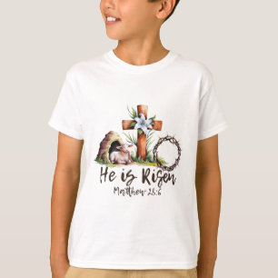 He Is Risen Sheep Lamb Cross Jesus Christian Easte T-Shirt