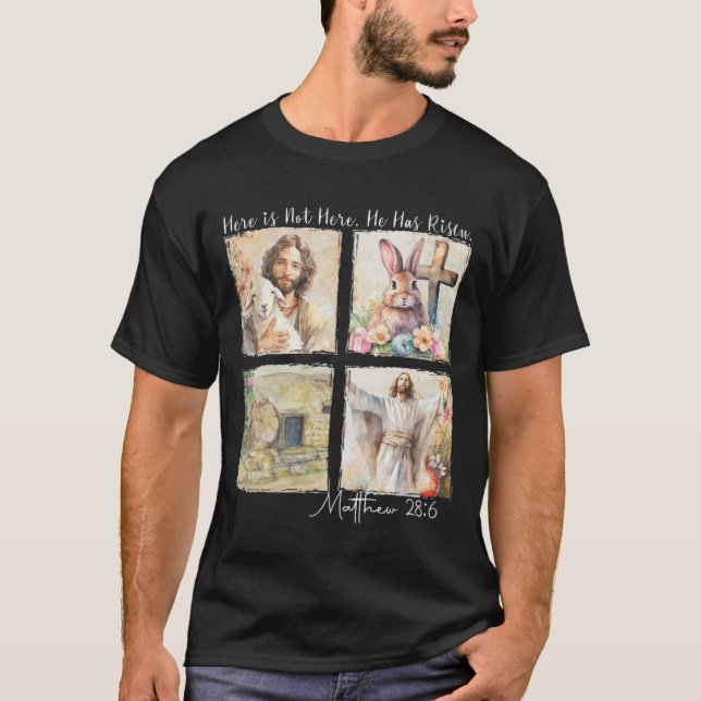 He Is Risen Shirt Easter Christian Cross (Front)