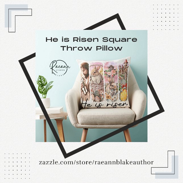 He is Risen Square Throw Pillow (Creator Uploaded)
