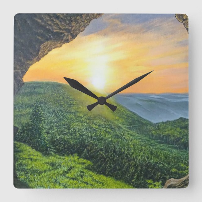 He Is Risen! Square Wall Clock (Front)