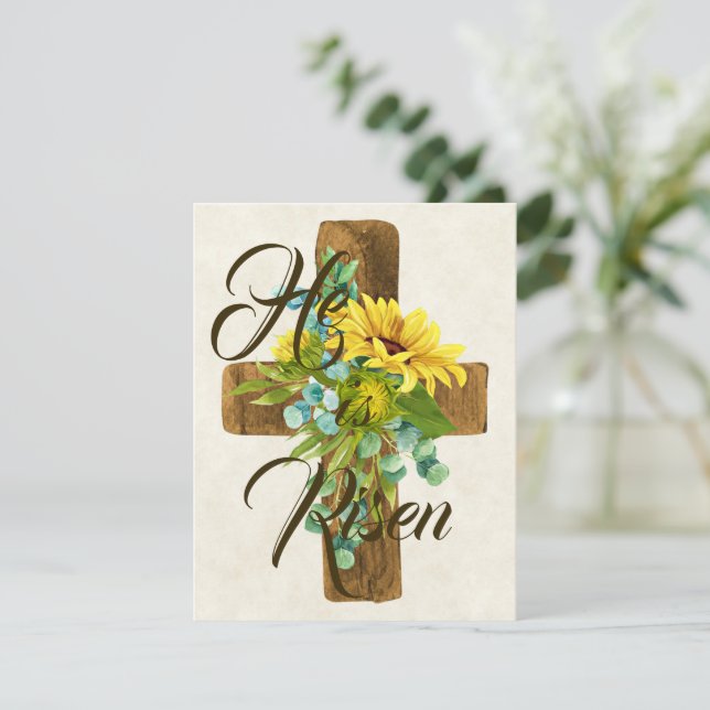 He is Risen sunflower cross (Standing Front)