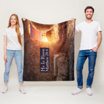 He Is Risen Three Crosses Empty Tomb Blanket