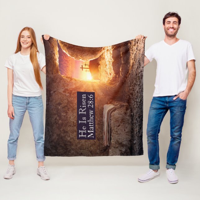 He Is Risen Three Crosses Empty Tomb Blanket (In Situ)