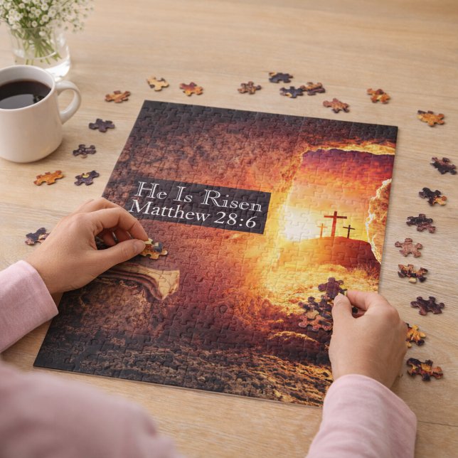 He Is Risen Three Crosses Empty Tomb Easter Jigsaw Puzzle (Creator Uploaded)