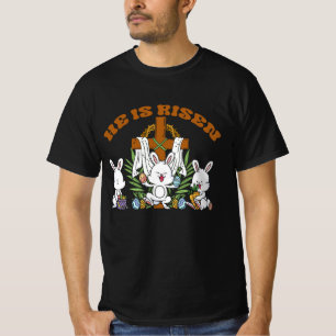 He is Risen Trendy Christian Easter Bunny Under Fa T-Shirt