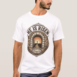He Is Risen Vintage Easter Cross Shirt