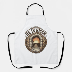 He Is Risen Vintage Easter Cross Shirt Apron