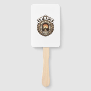 He Is Risen Vintage Easter Cross Shirt Hand Fan