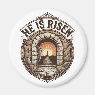 He Is Risen Vintage Easter Cross Shirt Magnet