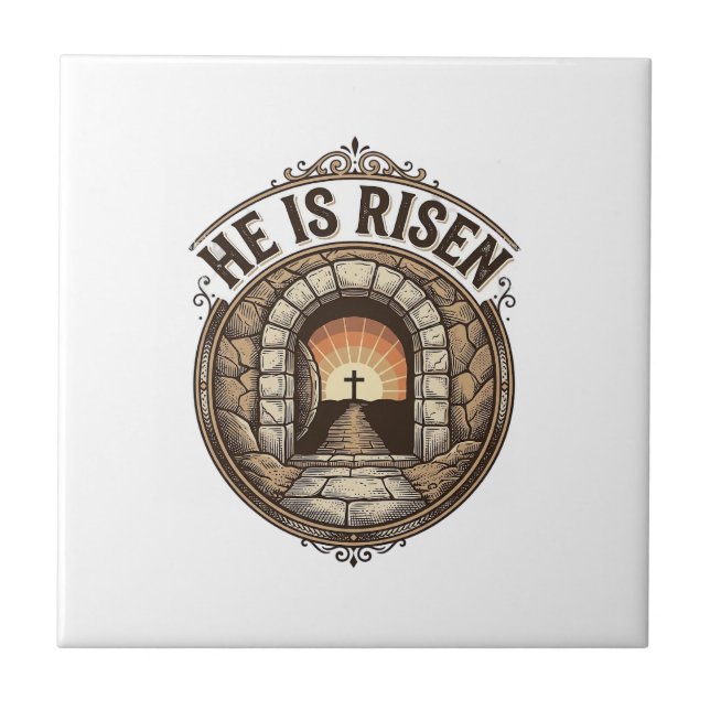 He Is Risen Vintage Easter Cross Shirt Tile (Front)