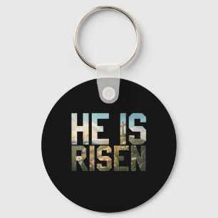 He Is Risen Wildflower Cross Jesus Christian Easte Key Ring