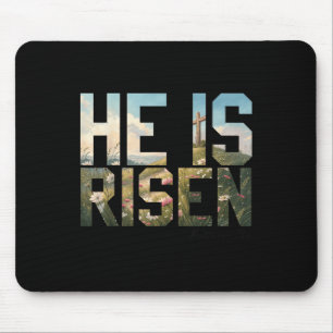 He Is Risen Wildflower Cross Jesus Christian Easte Mouse Mat