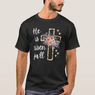 He Is Risen Ya'll Cheetah Cross Christian Faith Ha T-Shirt