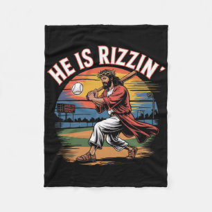 He Is Rizzen Easter Jesus Saves Shirt Religious Ch Fleece Blanket