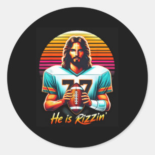 He Is Rizzen Easter Rug  Classic Round Sticker