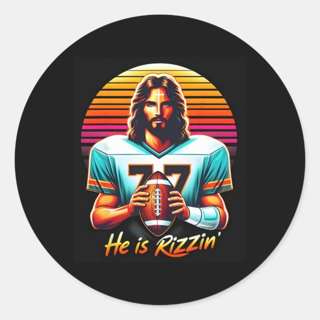 He Is Rizzen Easter Rug  Classic Round Sticker (Front)