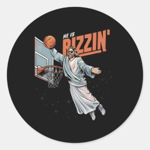 He Is Rizzin Bysketbyll Game Day Easter Classic Round Sticker