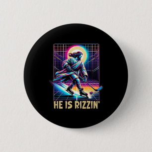 He Is Rizzin Christian Ice Hockey Lover Jesus Meme 6 Cm Round Badge