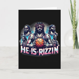 He Is Rizzin Christian Jesus Playing Basketball Ea Card