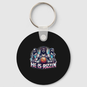 He Is Rizzin Christian Jesus Playing Basketball Ea Key Ring