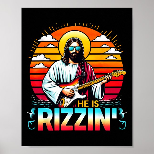 He Is Rizzin Easter Christian Jesus Funny Jesus Gu Poster (Front)