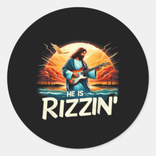 He Is Rizzin Easter Christian Jesus Vintage Jesus Classic Round Sticker