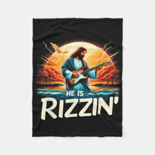 He Is Rizzin Easter Christian Jesus Vintage Jesus Fleece Blanket