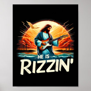 He Is Rizzin Easter Christian Jesus Vintage Jesus  Poster