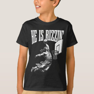 He Is Rizzin Fun Jesus Basketball Meme  T-Shirt