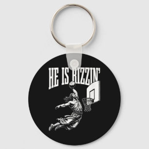 He Is Rizzin Fun Jesus Basketball Meme Tank Top Key Ring