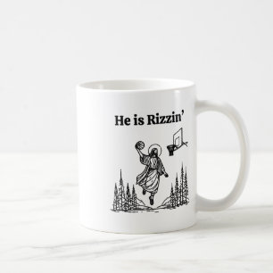 He Is Rizzin Funny Basketball Retro Christian Reli Coffee Mug