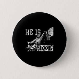 He Is Rizzin Funny Christian Basketball Meme Easte 6 Cm Round Badge