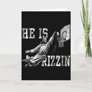 He Is Rizzin Funny Christian Basketball Meme Easte Card