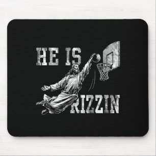 He Is Rizzin Funny Christian Basketball Meme Easte Mouse Mat