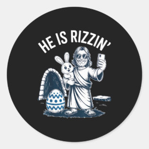 He Is Rizzin Funny Easter Humor For Chill Friends Classic Round Sticker
