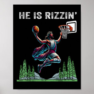 He Is Rizzin Funny Easter Jesus Sketll Meme Mens W Poster