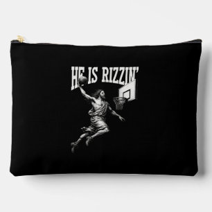 He Is Rizzin Funny Jesus Basketball Easter Day Accessory Pouch