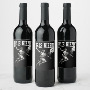He Is Rizzin Funny Jesus Basketball Easter Day Wine Label