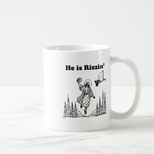 He Is Rizzin Funny Jesus Bysketbyll Easter Christi Coffee Mug